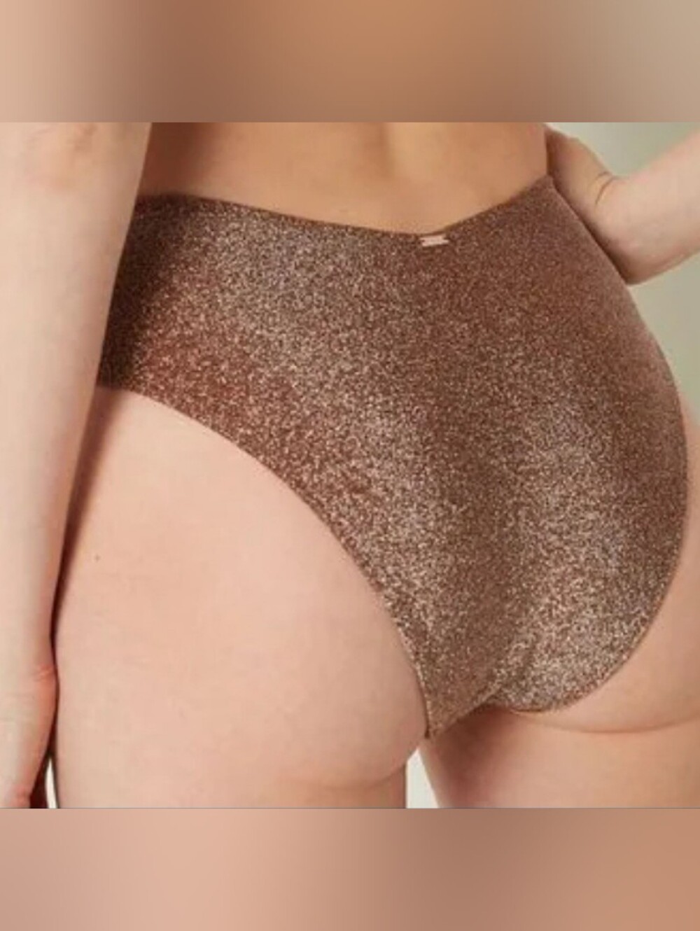 M PINK Swim Shimmer High Waist Cheeky Bikini Bottom